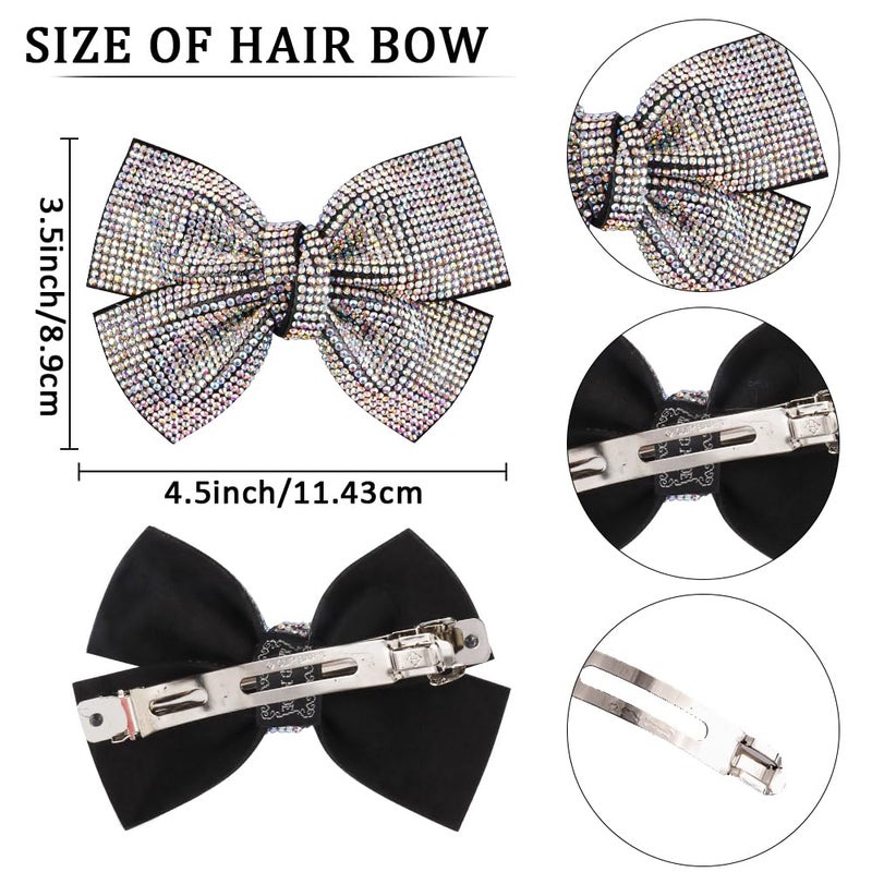 AHONEY Rhinestone Hair Accessories: Glitter Barrettes, Bling Hair Clips & Bows for Women, Girls - Holiday Gift (AB Silver) - Image 3